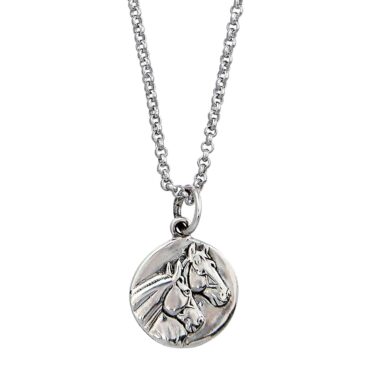 Sterling Silver Two Horse Heads Necklace