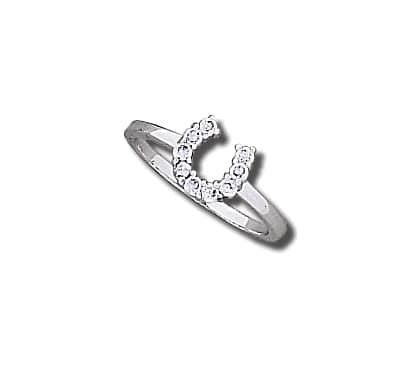 Sterling Silver & Clear CZ Horseshoe Ring