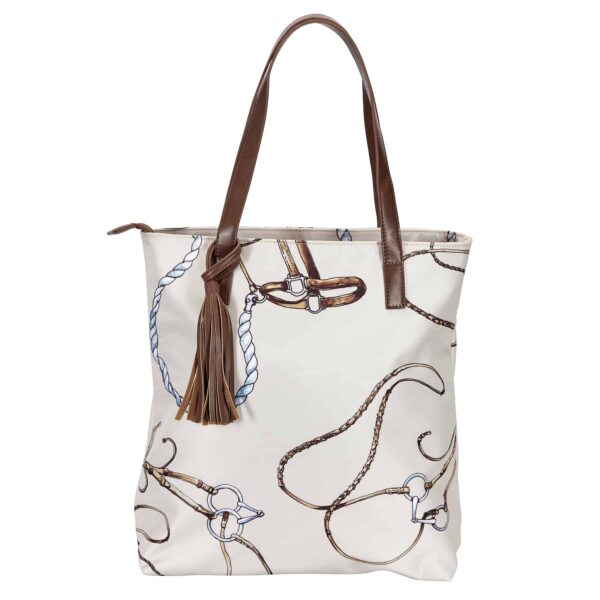 Equestrian Pattern with Tassel Tote Bag