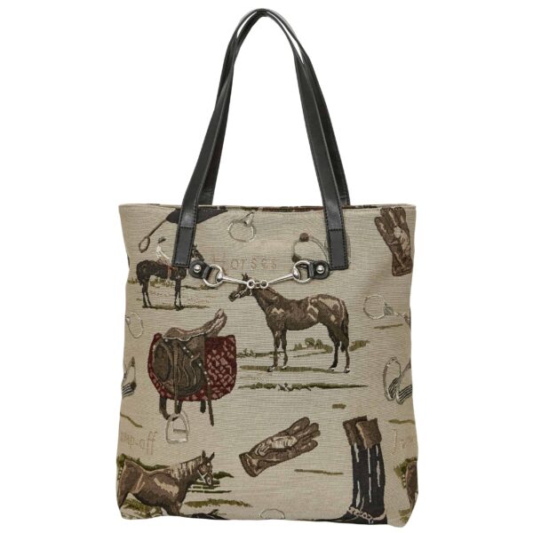 Equestrian Tapestry Pattern with Snaffle Bit Tote Bag