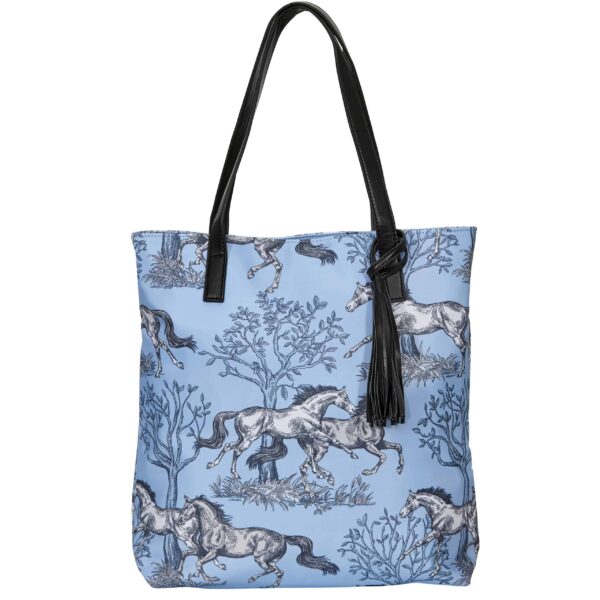 AWST Blue Toile with Tassel Tote Bag